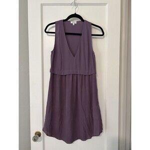 Wilfred Aritzia Purple Silk Tiered Dress Sleeveless V-Neck Mauve Mini Size 2